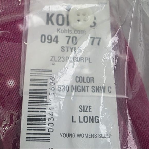 LC Lauren Conrad 2 Piece Cozy Long Sleeve Pajama Set- Size L LONG NWT Magenta - Picture 5 of 5